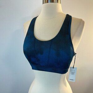 Elle Sport Women's Printed Blue / Black Cool Plus Tech Sports Bra - NWT